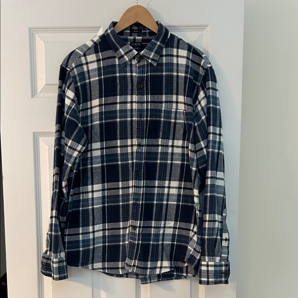 J. Crew Factory Navy and White Checkered Shirt